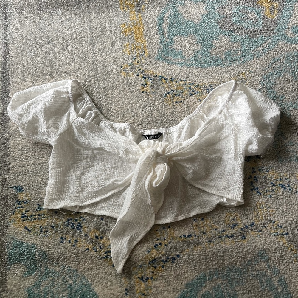 SHEIN white tie top